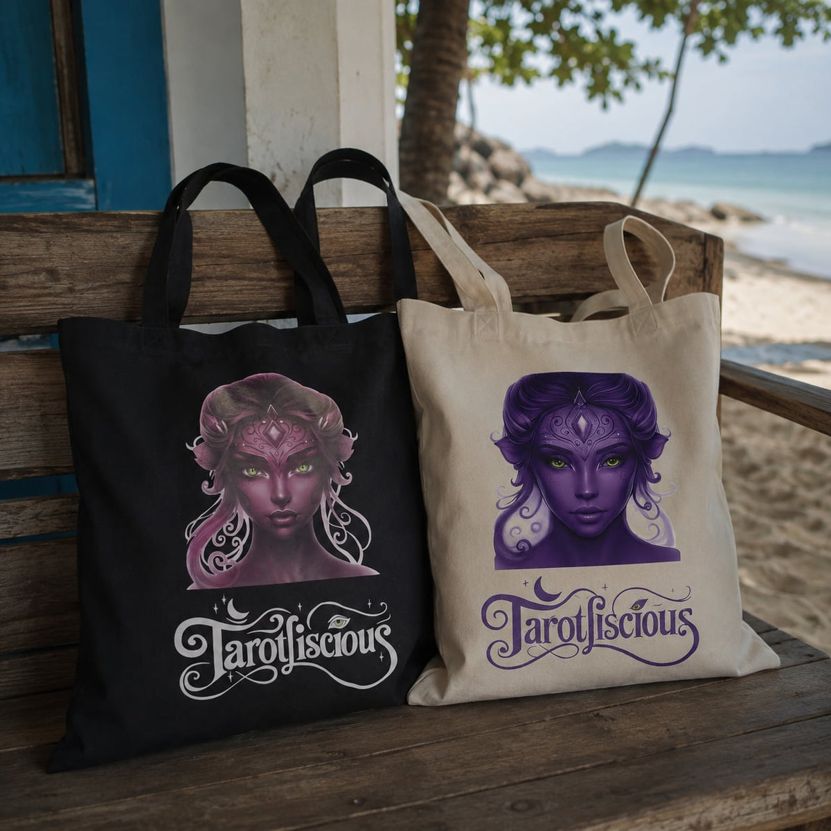 The Enchanted Witch Tote (Beige-Purple)