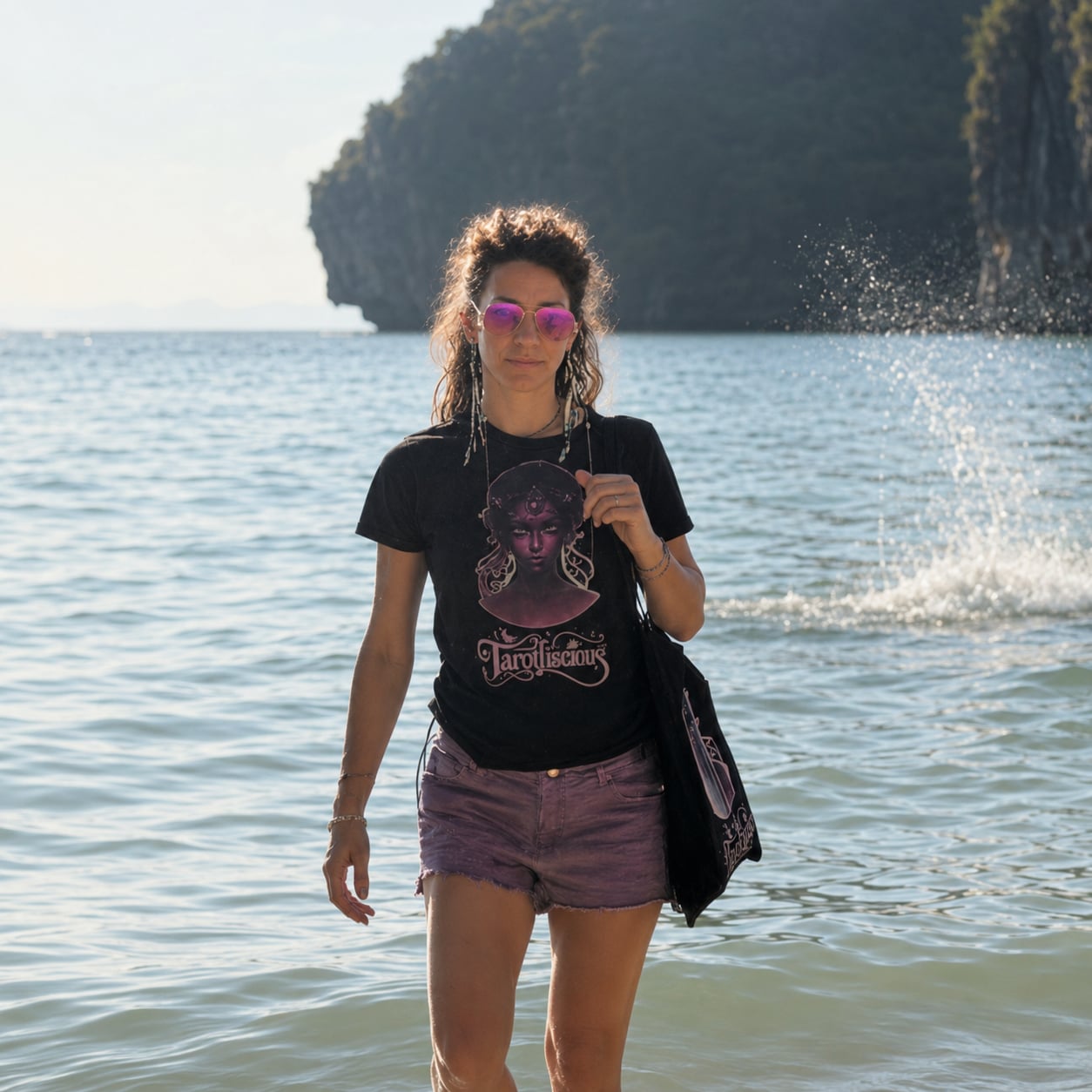 T-shirt with purple logo